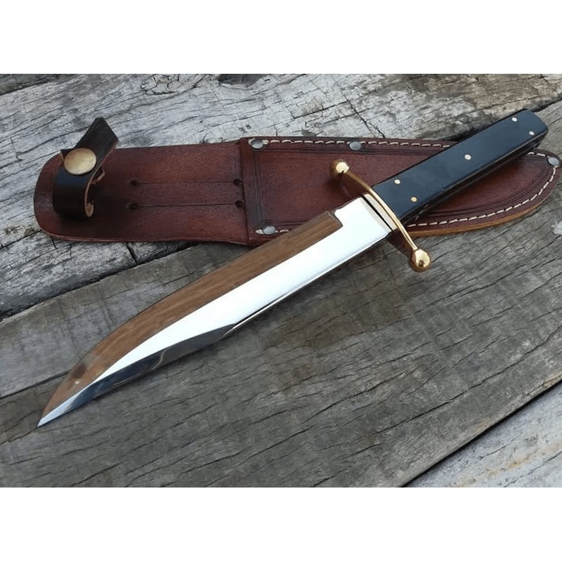Handmade D2 Steel Bowie Knife Buffalo Horn Handle Leather Sheath Hunter Gift Husband GIFT 3