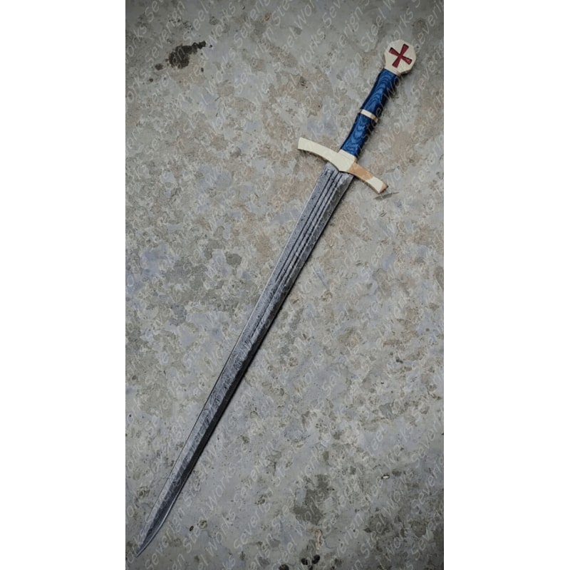 Templar Knight Sword Handmade Damascus Steel Medieval Sacred Blade Christmas Gift 1