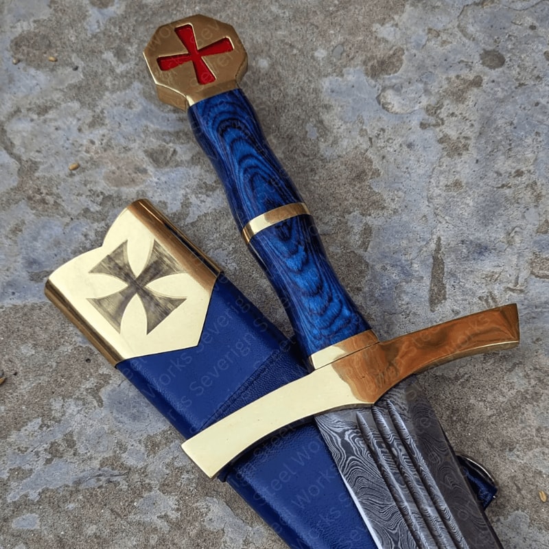 Templar Knight Sword Handmade Damascus Steel Medieval Sacred Blade Christmas Gift 2
