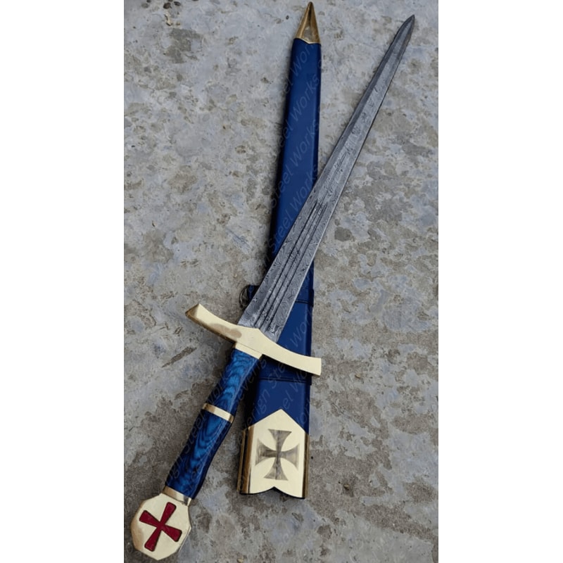 Templar Knight Sword Handmade Damascus Steel Medieval Sacred Blade Christmas Gift 0