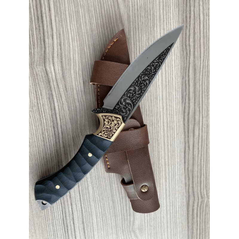 Handmade Bushcraft Knife Collectible Camping Knife With Leather Sheath Collectible Outdoor Gift 0