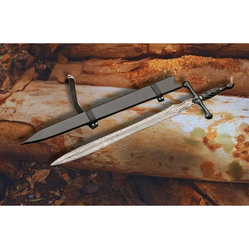 Damascus Steel Fantasy Sword 40 Inch Handmade Viking Display Sword Cosplay Collector Replica 2