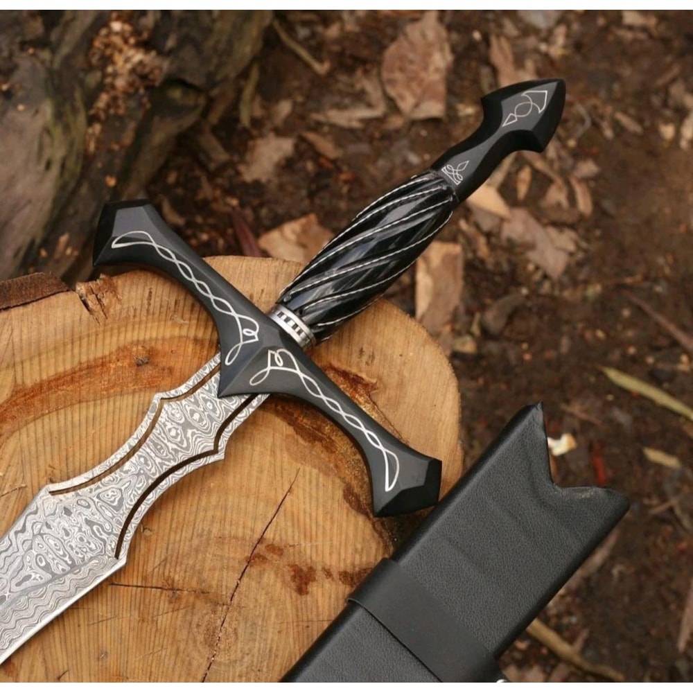 Damascus Steel Fantasy Sword 40 Inch Handmade Viking Display Sword Cosplay Collector Replica 4