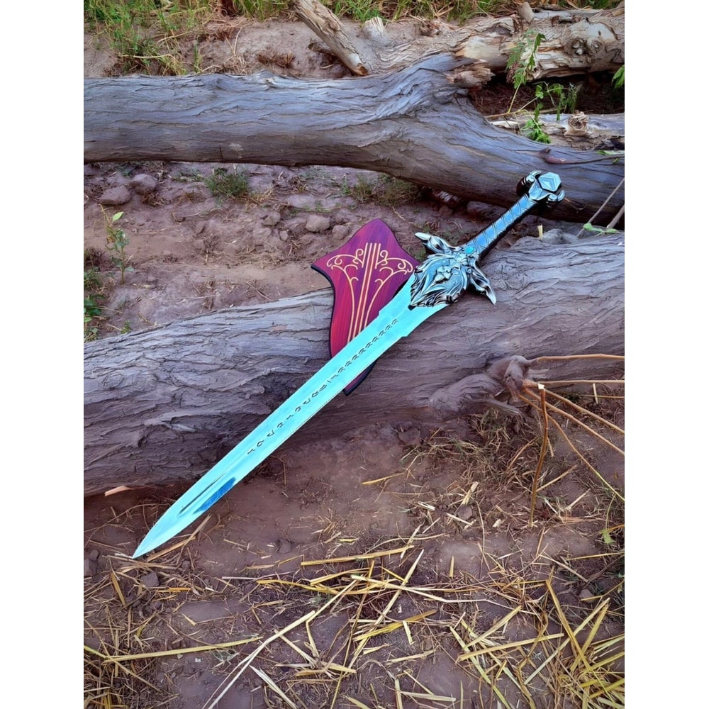 Anduin Wrynn Shalamayne Sword Replica 38 Inch High Carbon Steel WoW Cosplay Display W Wall Plaque 2