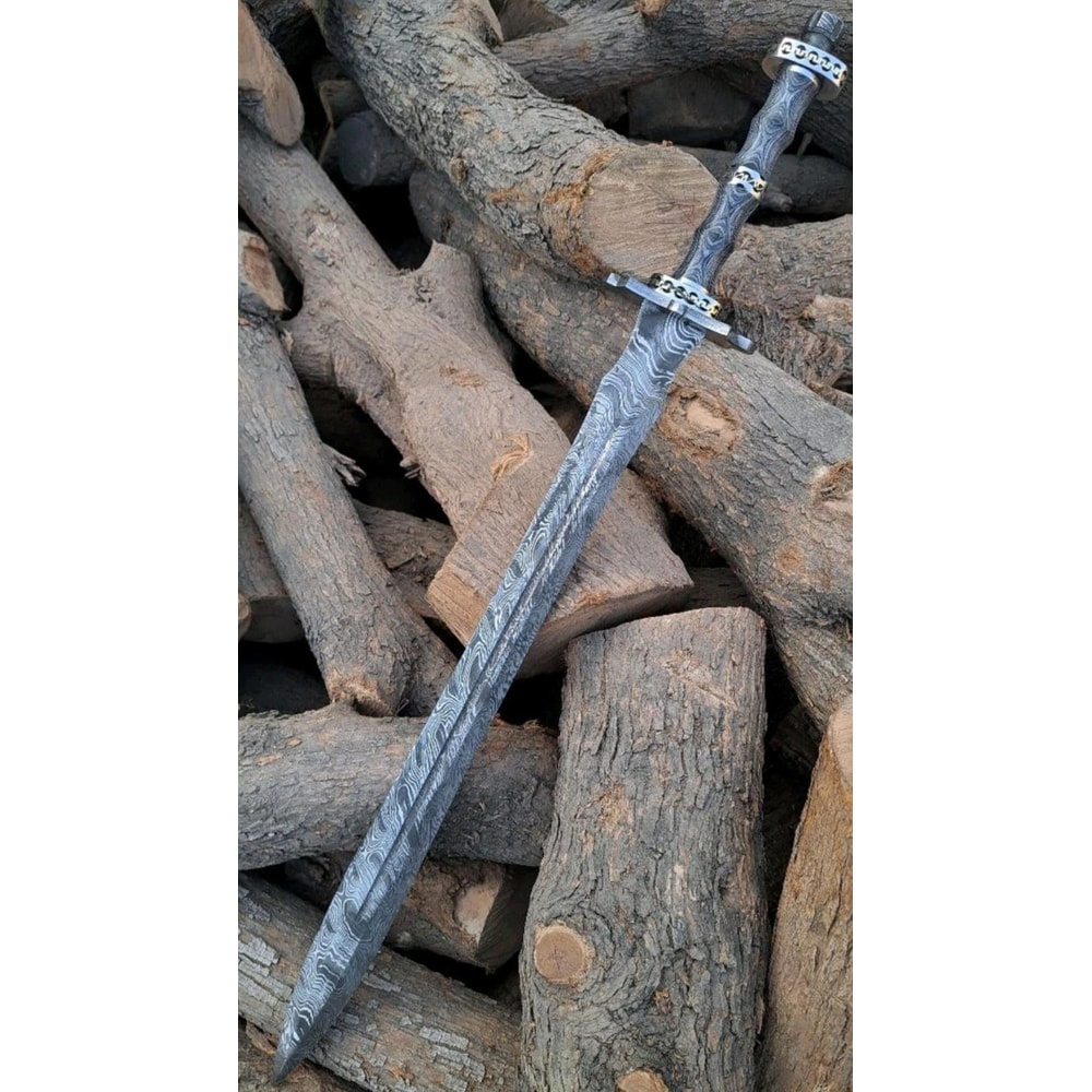HandForged Damascus Steel Sword Custom Handmade Viking Style Full Tang Blade 3