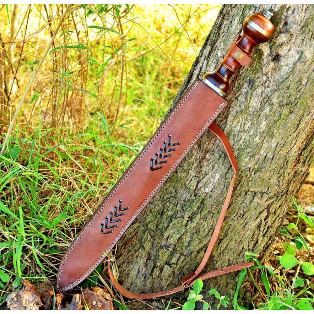 Roman Gladius Replica Handmade Damascus Steel With Leather Sheath Presentation Display 0