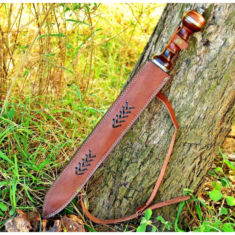 Roman Gladius Replica Handmade Damascus Steel With Leather Sheath Presentation Display 0