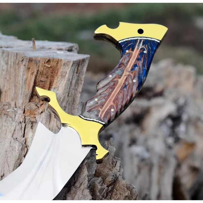 Handmade Forged Bowie Knife 12 Inch Stainless Steel Hunting Survival Blade W Leather Sheath 3