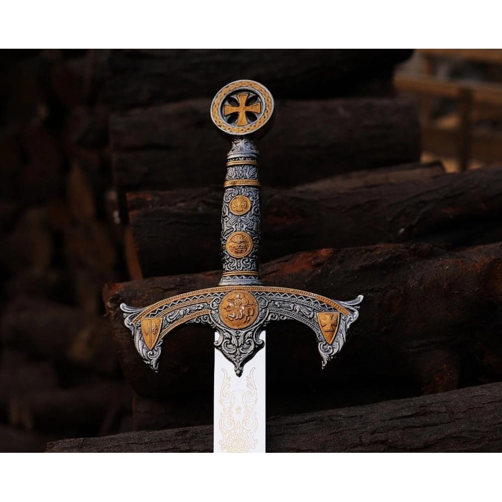 Medieval Knight Long Sword Replica 38 Inch Handcrafted Crusader Fantasy Display Blade Decorative 1