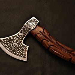 handmade viking axe | etched carbon steel blade with rosewood handle | display piece | christmas gift