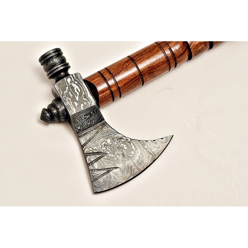 Custom Damascus Tomahawk Axe Rosewood Handle Father S Day Birthday Holiday Gift 4