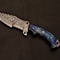 Premium Damascus Steel Field Knife Handcrafted Blue Wood Handle 0