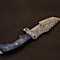 Premium Damascus Steel Field Knife Handcrafted Blue Wood Handle 1