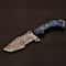 Premium Damascus Steel Field Knife Handcrafted Blue Wood Handle 2