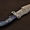 Premium Damascus Steel Field Knife Handcrafted Blue Wood Handle 5