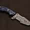 Premium Damascus Steel Field Knife Handcrafted Blue Wood Handle 6