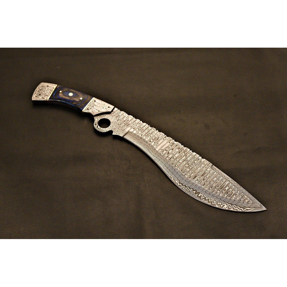 Handmade Damascus Bowie Knife Camping EDC Fixed Blade With Leather Sheath 2