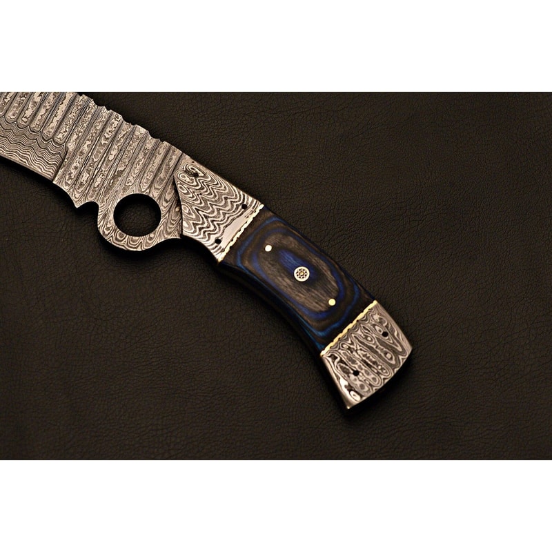 Handmade Damascus Bowie Knife Camping EDC Fixed Blade With Leather Sheath 3