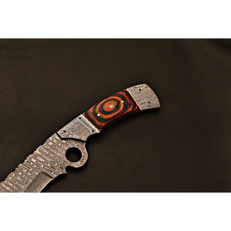 Custom Damascus Bowie Camping Knife With Genuine Leather Sheath Birthday Gifts Weeding GIFT 4