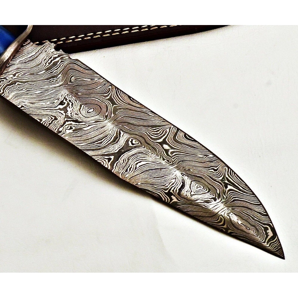 HandForged Damascus Knife Camel Bone Handle Fixed Blade Holiday Gifting 3