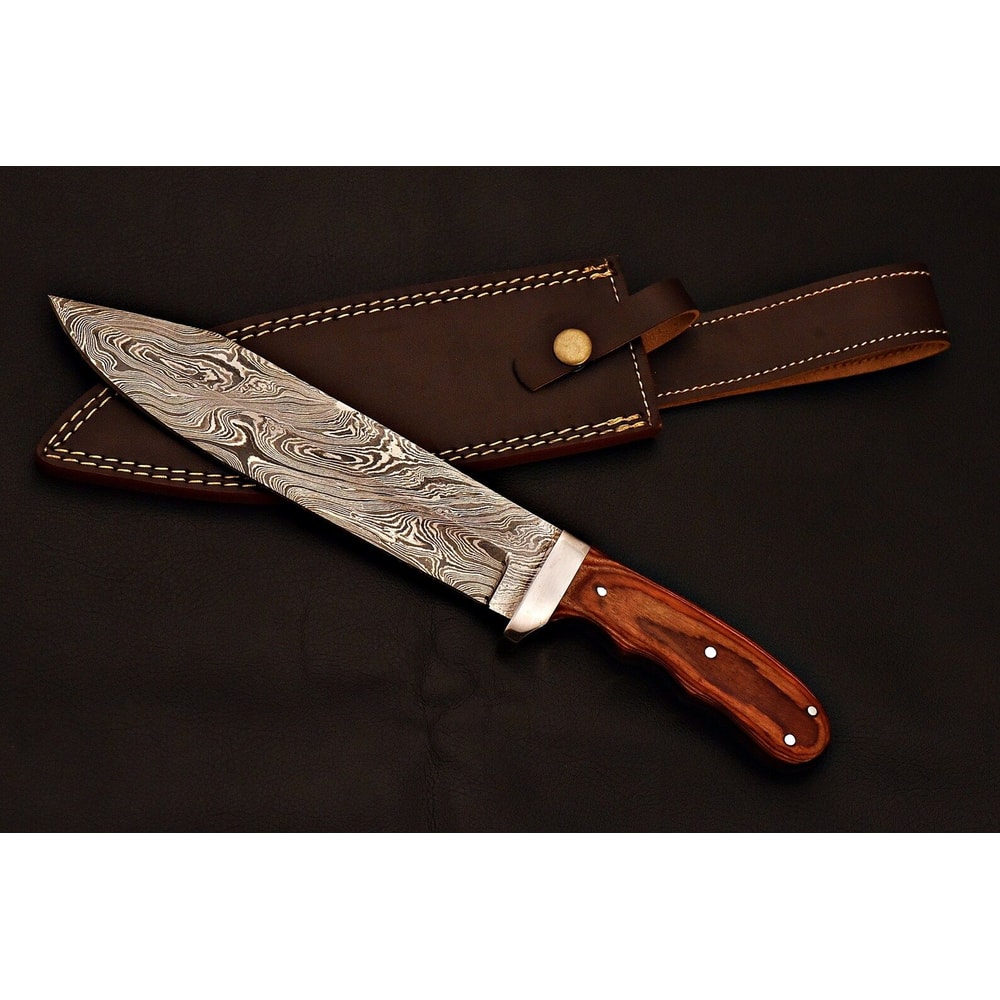 Heavy Duty Damascus Steel Bowie Outdoor Survival Fixed Blade Knife Groomsmen Gift Father Day 0