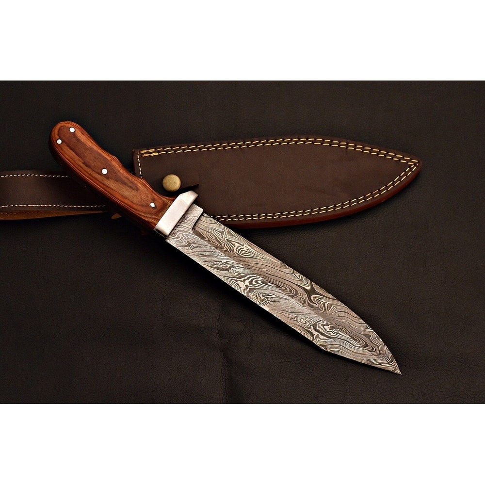 Heavy Duty Damascus Steel Bowie Outdoor Survival Fixed Blade Knife Groomsmen Gift Father Day 3