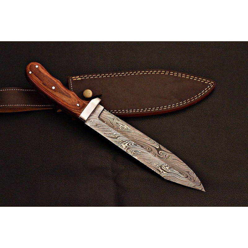 Heavy Duty Damascus Steel Bowie Outdoor Survival Fixed Blade Knife Groomsmen Gift Father Day 3