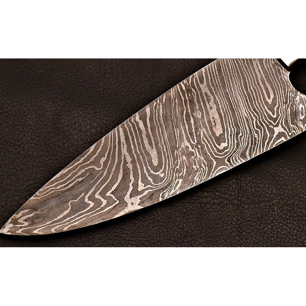 Damascus Steel Cooking Knife Artisan Chef Blade With Ram Horn Handle Anniversary Gifts 3