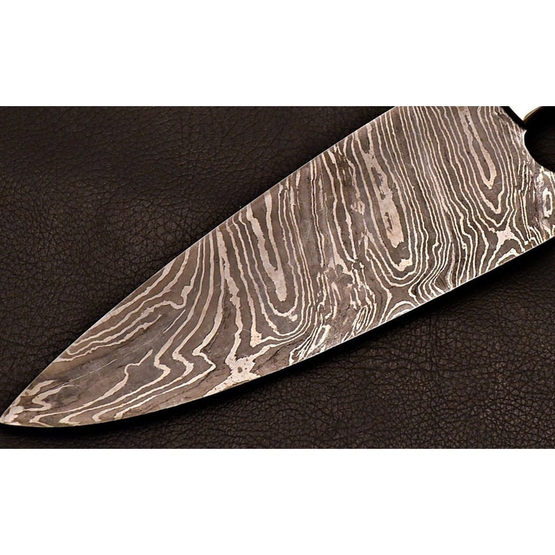 Damascus Steel Cooking Knife Artisan Chef Blade With Ram Horn Handle Anniversary Gifts 3