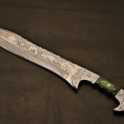 handmade damascus falcon bowie knife – ultimate christmas gift for him with leather sheath