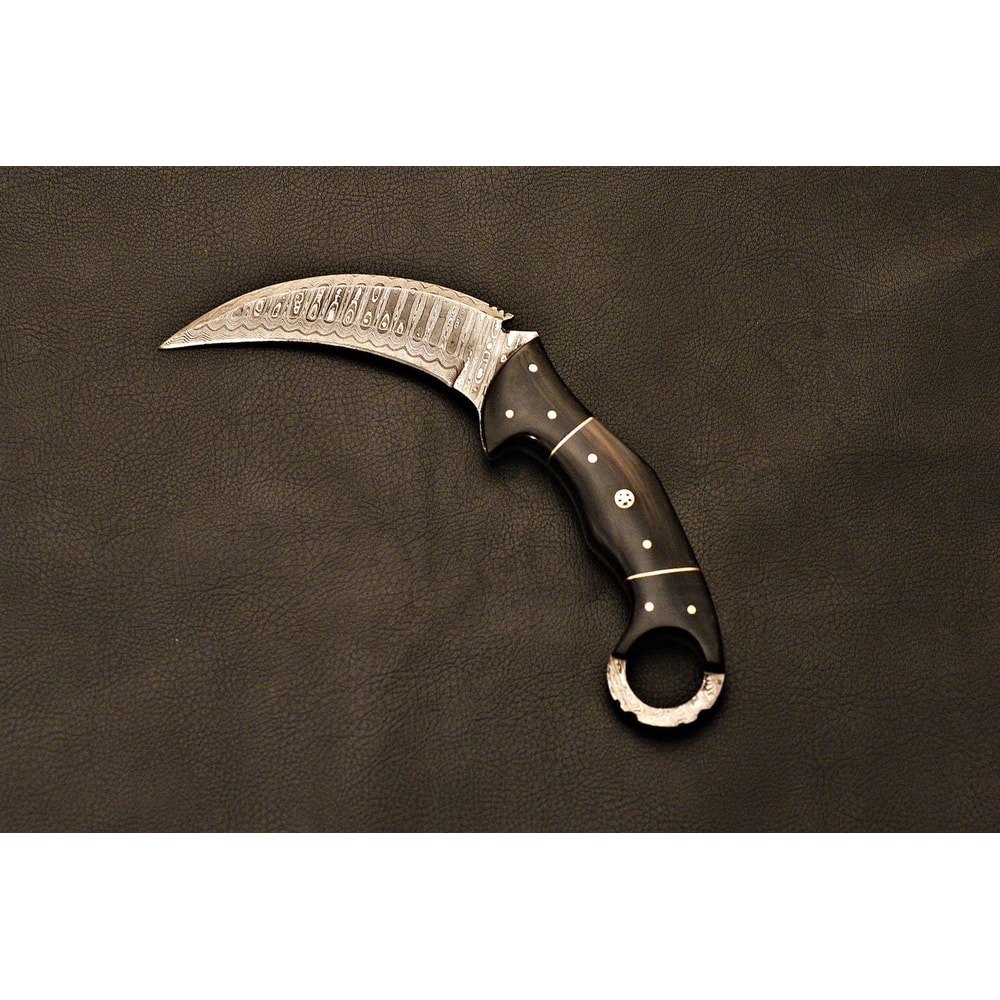 Premium Damascus Karambit Outdoor Tactical Knife Gift Curved Tactical Fixed Blade With Leather Sh 0