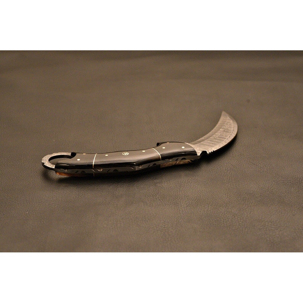 Premium Damascus Karambit Outdoor Tactical Knife Gift Curved Tactical Fixed Blade With Leather Sh 1