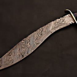 damascus steel kukri | hand-forged curved survival knife | birthday gifts for him