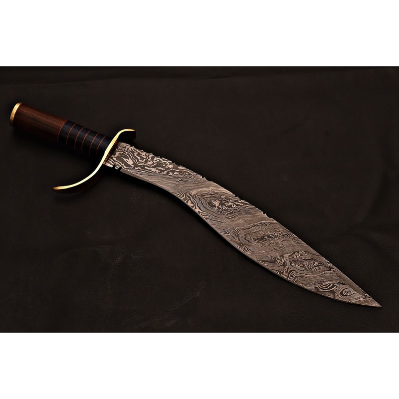 Damascus Steel Kukri HandForged Curved Survival Knife Birthday Gifts For Him 5
