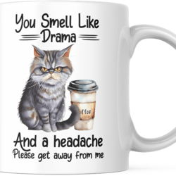 cat drama cup mug, sarcastic funny birthday gifts for her him