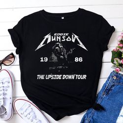 vintage eddie upside down tour est 1986 retro shirt, eddie rock tour retro black shirt, tv series vintage unisex tshirt