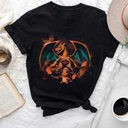 charmander evolution t-shirt, charizard shirt fan gifts, pokemon charizard shirt, pokemon charmander shirt, pokemon