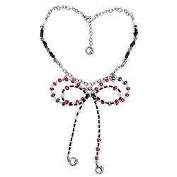 choker bow necklace made of bloody red beads and steel
