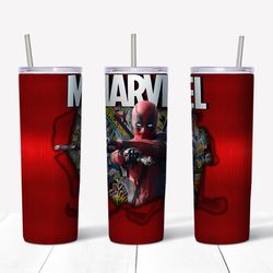 deadpool tumbler png, marvel designs tumbler, straight design 20oz/ 30oz skinny tumbler png, png file download
