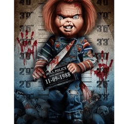 chucky doll wanted poster png, halloween friends png, horror characters png, halloween character png, horror movie png