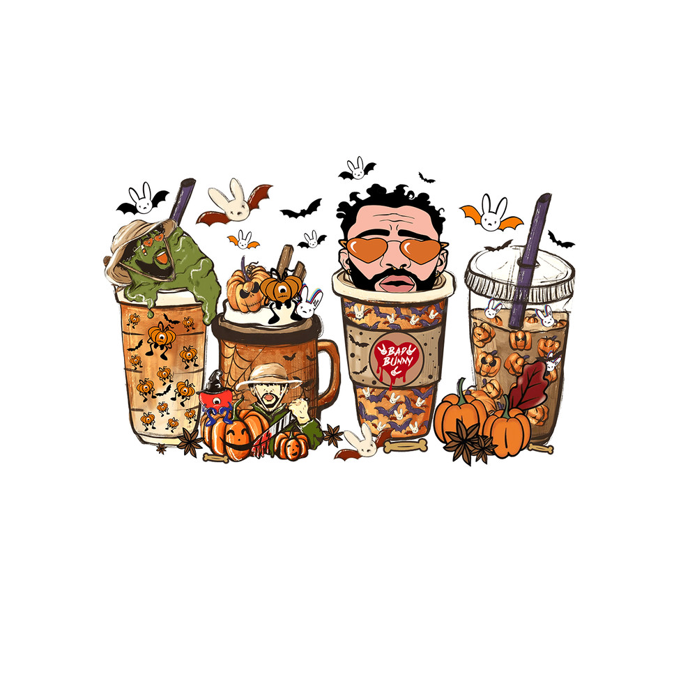 1708 Bat Bunny Latte PNG, Horror Fall coffee pumpkin spice iced warm autumn.png