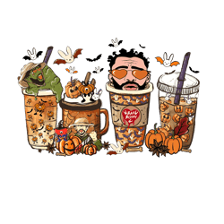 bat bunny latte halloween coffee png - harry fall coffee png - villains latte - fall png - horror movie inspired coffee