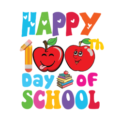 happy 100th day of school teacher 100 days svg, happy 100 days of school svg, apple svg, school svg, digital download