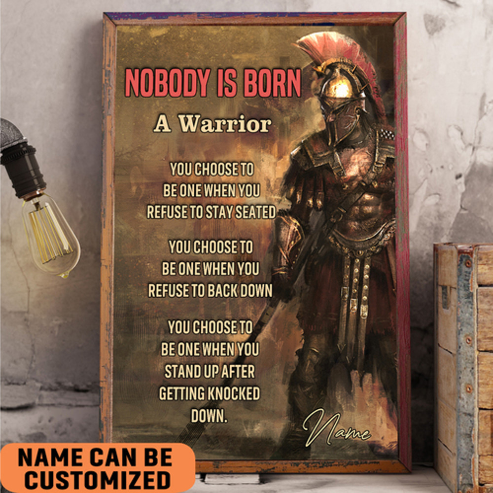 Spartan Poster Nobody Is Born A Warrior Poster Print Wall Art Can Custom Men Cave Decor.jpeg