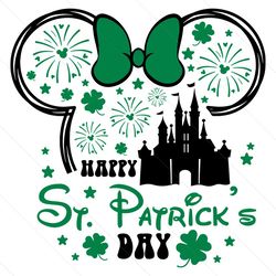 Happy St Patricks Day Minnie Head Castle SVG File Digital