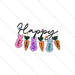 Happy Easter Bunnies And Carrots PNG File Digital