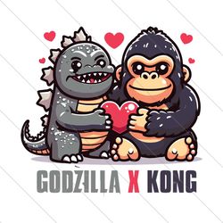 Funny Godzilla x Kong Love Heart SVG File Digital