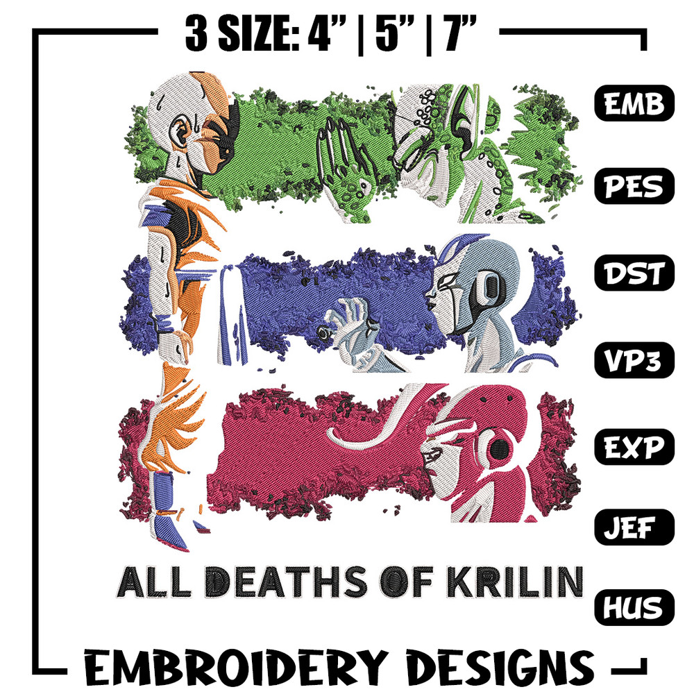 All deaths of krilin Embroidery Design, Dragonball Embroidery, Embroidery File, Anime Embroidery, Digital download.jpg