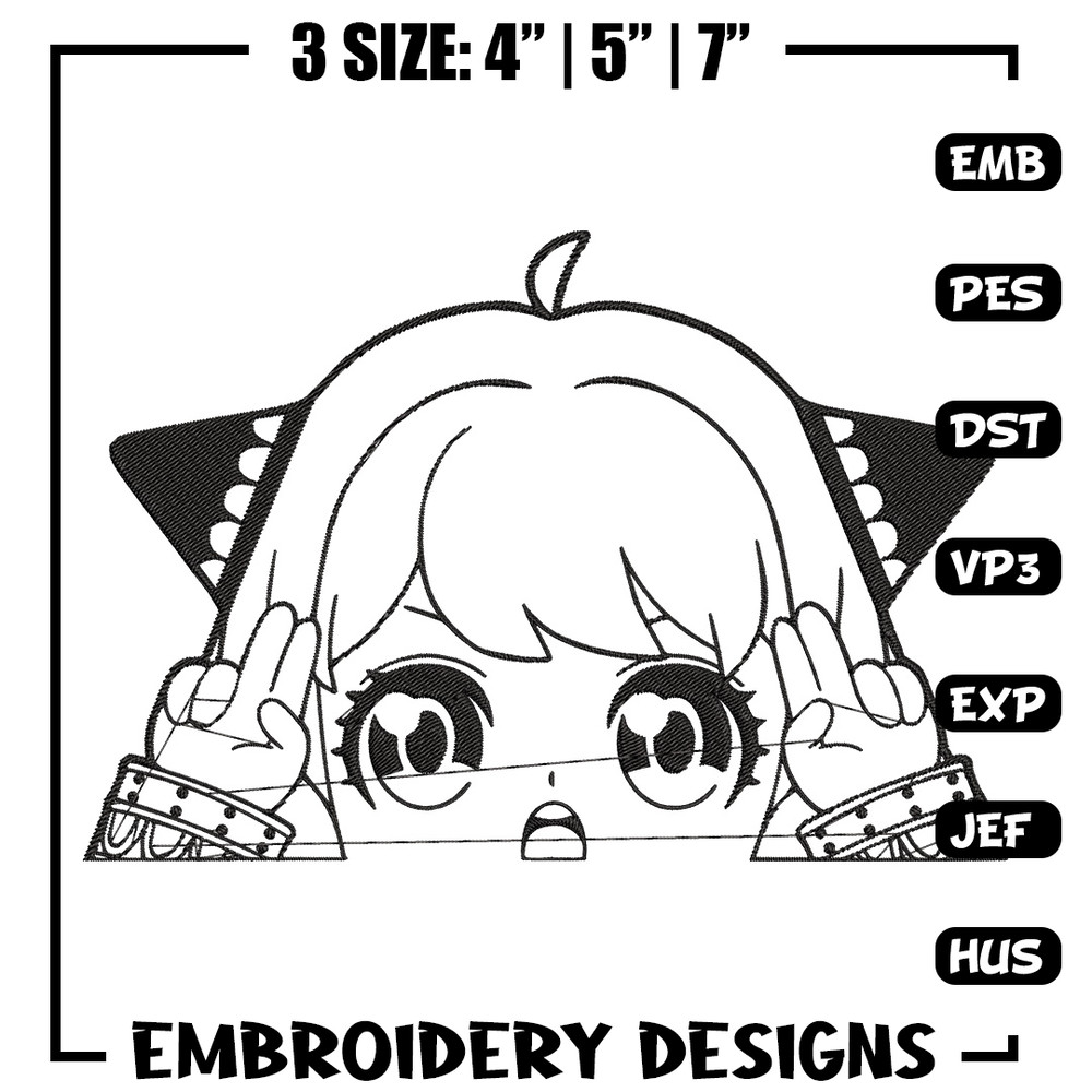 Anya cute Embroidery Design, Spy x family Embroidery, Embroidery File, Anime Embroidery, Anime shirt, Digital download.jpg