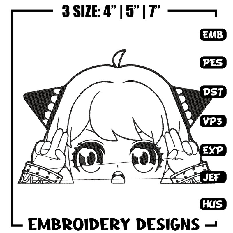 Anya cute Embroidery Design, Spy x family Embroidery, Embroidery File, Anime Embroidery, Anime shirt, Digital download.jpg